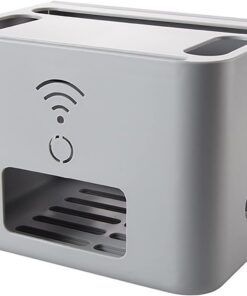 Étagère pour routeur audio-vidéo - Boîte de rangement en plastique - Organisation de réseau - Support TV ou étagère murale - Gris