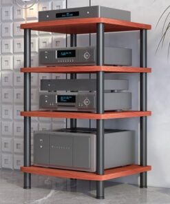 Meuble multimédia pour composants audio/vidéo avec étagère en bois, meuble de rangement ouvert pour AV, meuble de rangement pour composants stéréo de divertissement multimédia pour salon/bur