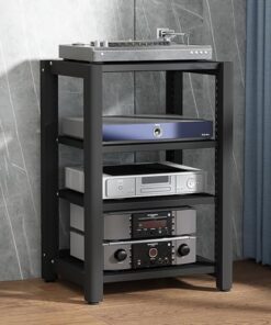 Support stéréo, étagère Audio, étagère de Jeu, Support pour Tourne-Disque, Support multimédia AV, étagère d'angle avec étagères en Bois, vitrine CD DVD pour projecteur, Lecteur DVD PS5, Cons