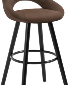 WOLTU Tabouret Bar, Chaise Haute Bar, Tabouret Haut avec Dossier et Repose-Pieds, Cadre en Bois, Siège en Tissu Scientifique, Marron Foncé, BH291dbr-1