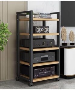 Générique Étagères Support Audio Amovible Support CD Support d'angle Armoire à Composants Support stéréo Tour Audio avec étagère en Bois réglable en Hauteur pour la Maison/Bureau/Audio vidéo (Couleur