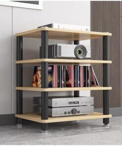 Support d'équipement audio vidéo à 4 niveaux, support de console de composants stéréo, armoire multimédia, haut-parleur, amplificateur, tourne-disque, CD, platine, récepteur, étagères, appar