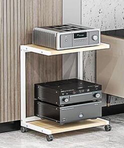 Support d'imprimante avec Rangement multimédia AV Meuble TV avec étagère Ouverte pour Composants AV Support stéréo d'angle pour lecteurs Audio et DVD Support pour Consoles de Jeux (24 Pouces