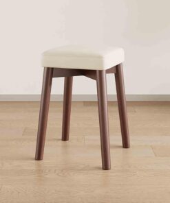 Tabourets Empilables Portables en Bois, Tabourets Carrés Rembourrés sans Dossier De 45cm avec Pied Antidérapant, Chaises À Manger Empilables pour Maison Bureau L'école Cuisine(Walnut Cream)