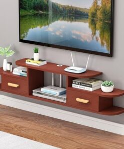 Générique Meuble TV Flottant Moderne, étagère de Support TV Flottante avec tiroirs, Console multimédia Murale, Meuble TV Flottant en Bois de Ferme pour Salon (Blanc, 140 * 24 * 18.