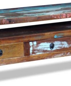 ZXLIHS Meuble TV – Buffet en Bois de récupération Massif, Multicolore, Grand Rangement avec 3 tiroirs pour Salon ou Chambre à Coucher