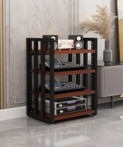 Meuble Audio stéréo à 4 Niveaux, Meuble de Rangement Audio/vidéo, Meuble TV en Bois pour la Maison, Le Bureau, Le cinéma, Les Jeux, Les réunions (Teck)