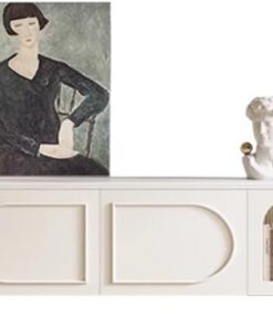 Meuble TV Armoire en Verre visuelle Porte Meuble TV Petit Appartement Meuble de Rangement d'angle Arrondi Moderne avec Pieds de Support en Bois Massif Meuble pour téléviseur