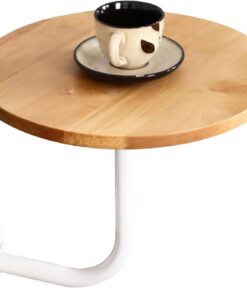 Table d'appoint Ronde à Fixation Murale avec Cadre en métal Robuste Meuble d'appoint en Bois pour Bar de Loisirs et Snack-Bar Assemblage Facile Design Moderne