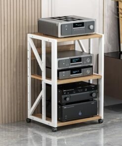 Support audio à 3/4/5 niveaux, étagère d'angle en bois, support de lecteur multimédia AV mobile, armoire de composants stéréo, support de rangement ouvert multifonction pour la maison/le bur