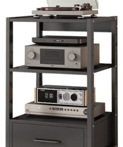 Meuble HiFi 2/3/4/5 Niveaux, Meuble Rack Audio multimédia Mobile, Support Audio, Meuble stéréo, Meuble TV d'angle, Meuble de Rangement Audio for Salon, Salle de Jeux et d'enregistrement(Nero,2