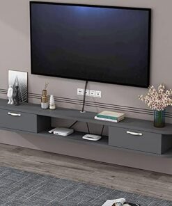 Meuble TV flottant Étagère TV murale Centre de divertissement, Meuble étagère TV flottant pour unité de rangement Console audio/vidéo Boîte à câbles Console multimédia (Couleur : Gris, Taill