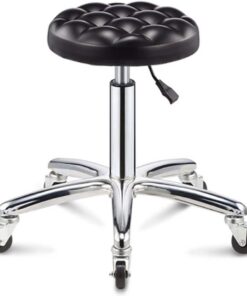 Bar Chair Tabouret de Bar en Acier chromé à Hauteur réglable, Coussin Rond de 13 Pouces, Tabouret Roulant de Salon, Chaise pivotante sur 5 Roues, tabourets de Salle de Classe Bar Stool