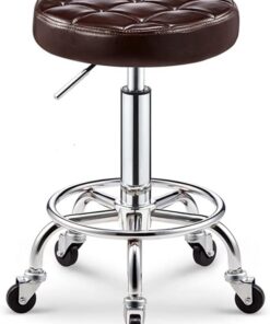Bar chair Tabourets de comptoir avec rembourrage de siège doux et plus épais, tabouret de bar pivotant sur 5 roues, tabouret facial pour salon de massage, spa, hauteur réglable en cuir PU, tabouret de