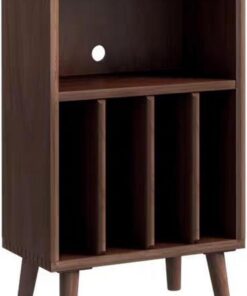 Meuble HiFi en Bois Massif, Meuble Rack Audio Haute capacité, Meuble stéréo avec Rangement Vertical, Meuble Audio Vidéo avec Trou arrière, Charge Stable(Walnut Color)