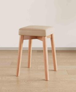 Tabourets Empilables Portables en Bois, Tabourets Carrés Rembourrés sans Dossier De 45cm avec Pied Antidérapant, Chaises À Manger Empilables pour Maison Bureau L'école Cuisine(Light Curry)