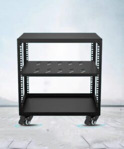 Générique Support Audio HiFi réglable en métal avec roulettes – Meuble de Rangement Tour pour Composants multimédias AV Mobiles pour équipement Audio Domestique (H55 cm)
