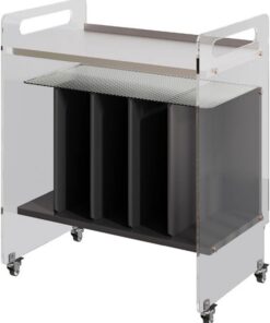 Stockage de CD Meuble de rangement en bois for disques vinyles et CD, avec roulettes supports acrylique Enregistrer
