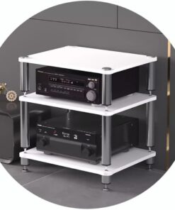 Étagère AV, support HiFi pour composants audio et vidéo, rack HiFi à 2/3/4 niveaux, pieds absorbant les chocs, support de tourne-disque et armoire, parfait pour les systèmes de divertissement à