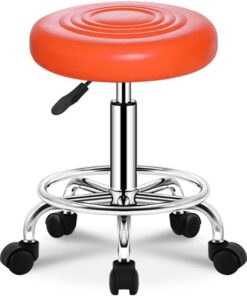 Bar Chair Tabourets de comptoir, Tabouret pivotant à roulettes sur 5 Roues avec Rembourrage de siège Plus épais, Tabouret Facial pour Salon de Massage, Spa, Tabouret de Bar en Cuir PU à Hauteur