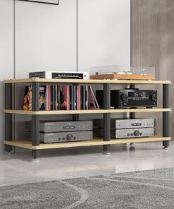 Meuble Tour Audio multimédia, Support pour Console de Jeu, Support Audio sur Pied, présentoir pour Haut-parleurs, Support multimédia Audio-vidéo Moderne, Facile à Assembler pour Salle d'enre