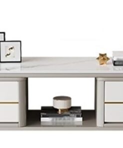 Étagère TV Murale Table Basse en Ardoise, Combinaison de Meuble TV Moderne Simple, Sol Bois Massif, rétractable