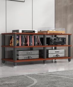 Meuble Tour Audio multimédia, Support pour Console de Jeu, Support Audio sur Pied, présentoir pour Haut-parleurs, Support multimédia Audio-vidéo Moderne, Facile à Assembler pour Salle d'enre