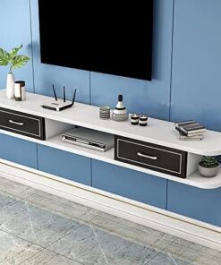 Meuble TV mural flottant/meuble TV, meuble TV suspendu au mur, étagère murale, avec tiroir et unité de rangement Console audio/vidéo Console multimédia Console de jeu Décodeur de câbles Rout