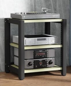 Support stéréo, étagère audio, étagère de jeu, support pour tourne-disque, support multimédia AV, étagère d'angle avec étagères en bois, vitrine CD DVD pour projecteur, lecteur DVD PS5, cons