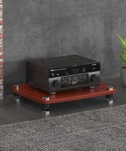 Meuble Audio HiFi 1/2/3/4 Niveaux, Support stéréo, étagère pour Composants Audio/vidéo avec Pieds amortisseurs (Couleur Acajou, 1 Niveau)