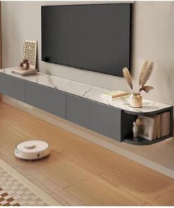 Meuble TV mural flottant moderne avec rangement caché et ouvert - Petite étagère TV flottante pour salon - Design élégant - Console TV