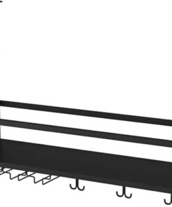 Casier à vin Suspendu avec Support pour Verres à Pied, Support à vin réglable en métal pour Bar, Cave, Cuisine, présentoir à Bouteilles (Dimensions : 60 x 25 cm)