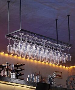 Unité de Bar Suspendue au Plafond Casier à vin Industriel Support de Verre à vin de Plafond Étagère Flottante Moderne Suspendu Verres à Pied Gobelets Étagère de Rangement pour Bar Maison Mon