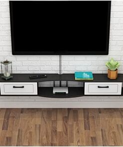 Meuble TV mural flottant, meuble TV moderne, composant d'armoire de centre de divertissement, avec porte et unité de rangement Console audio/vidéo Console multimédia (couleur : couleur bois,