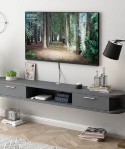 Générique Étagère TV Flottante, Meuble multimédia Mural, Console avec Portes de Rangement, Meuble TV Flottant avec Rangement, étagère Murale pour Centre de Divertissement sous la télévision