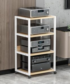Générique Support multimédia, Support Audio 3/4 Niveaux, Support d'imprimante sur Pied, Hauteur réglable pour Salle d'enregistrement de Jeux (Blanc, 4 Niveaux)