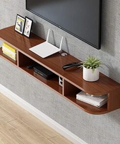 Meuble TV flottant Support TV flottant Étagère TV murale Composant d'armoire de centre de divertissement pour unité de rangement Console audio/vidéo Boîte à câbles Routeur (Couleur : Marron,