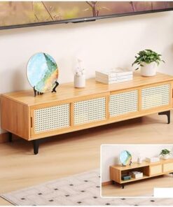 Générique Meuble TV Moderne, Centre de Divertissement, Console multimédia TV en Bois, Meuble de Rangement pour Salon, Chambre à Coucher (Couleur Bois, 120 cm/47 Pouces)