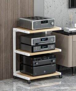 Vitrine, Support multimédia, Support Audio, Support de Console de Jeu, avec roulettes, étagère d'angle pour Support multimédia AV, avec étagères de Rangement, Tour de Support Audio stéréo, p