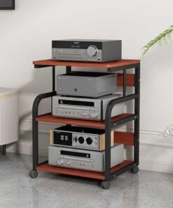 Support multimédia AV à 3 Niveaux, Supports stéréo avec roulettes, Support multimédia Audio vidéo Moderne, Support pour Tourne-Disque, Centre de Divertissement d'angle, pour réunion, Salon,