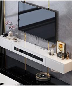 Console TV flottante fixée au mur sous le meuble TV Console TV flottante Meuble de divertissement avec tiroirs et rangement pour salon Chambre Salle multimédia (Couleur : H, Taille : 120x24x
