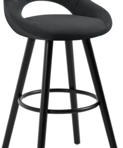 WOLTU Tabouret Bar, Chaise Haute Bar, Tabouret Haut avec Dossier et Repose-Pieds, Cadre en Bois, Siège en Tissu Scientifique, Anthracite, BH291an-1