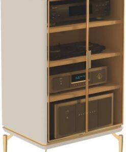 Meuble HiFi, Meuble Rack Audio avec Verre trempé, Meuble stéréo Multicouche, Meuble Audio Vidéo avec Trous de Ventilation, Rack Audio, rehaussement des Pieds de l'armoire(Wit,55cm/21.6in)
