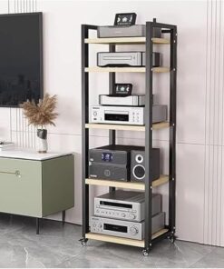 Générique Support d'affichage Audio Multicouche, étagères de Rangement pour récepteur AV, Lecteur DVD, Armoire pour Composants TV, ampli, Jeu, Support de Haut-Parleur sur Pied avec roulettes, Support