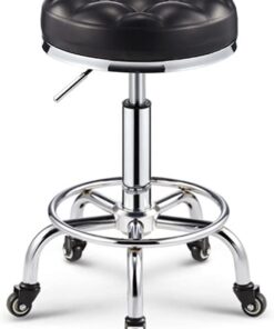 Bar Chair Tabourets de comptoir avec Rembourrage de siège Doux et Plus épais, Tabouret pivotant Roulant sur 5 Roues, Tabouret Facial pour Salon de Massage, Spa, Hauteur réglable en Cuir PU, Tabouret