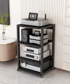 Support multimédia pour téléviseur, Composants Audio-vidéo, équipement stéréo, Consoles de Jeu, appareils de Streaming, étagères de Rangement Multifonctions Ouvertes, Noir (Taille : 7 Niveau