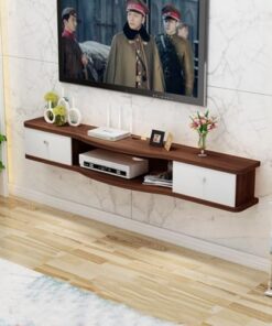 Meuble TV suspendu, support TV flottant en bois, console TV moderne, étagère audio/vidéo murale à usage domestique, console TV flottante simple avec rangement, meuble TV de centre de diverti