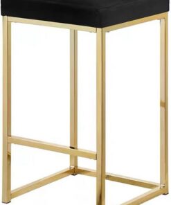 LiChA Tabourets de Bar sans Dossier à Hauteur de comptoir, Chaise de Bar avec siège rembourré en Velours et Pieds en métal doré, tabourets Hauts carrés pour la Cuisine à Domicile