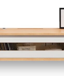 Meuble TV Flottant Étagères TV Murales Console Multimédia TV Conception de fenêtre transparente Étagère Murale TV flottante en bois Convient pour un salon à domicile ou un hôtel(Wood color+Whit