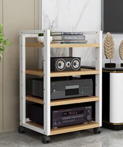 Support Audio Mobile à 4 Niveaux pour Lecteur multimédia, Support de Rangement Ouvert réglable, étagère Multifonction sur Pied pour Maison/Bureau/Audio vidéo/DJ/théâtre (Couleur : B, Taille